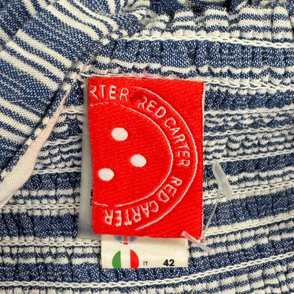 Red Carter Blue White Striped Smocked Halter Crop Top Size Small Summer - Image 4