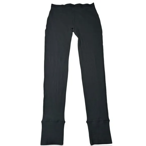 Skims M Stretch Cotton Rib‎ Leggings Black Soot Logo Waistband Loungewear NWT - Image 5