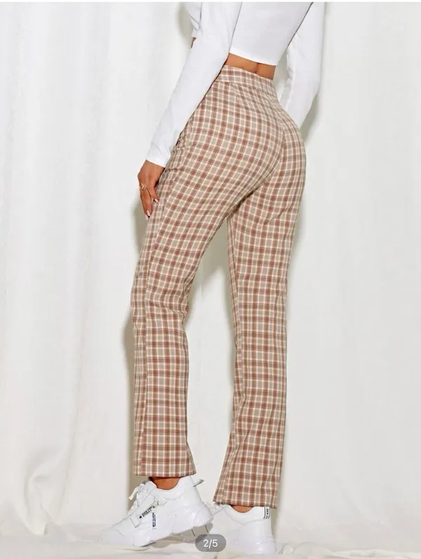 SheIn Plaid print straight leg pant - Image 2