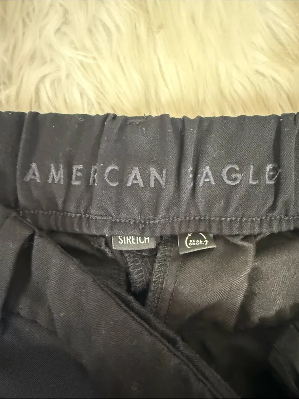 American Eagle Wide Leg Trousers Size 6 Black High Rise Stretch Dress Pants - Image 4