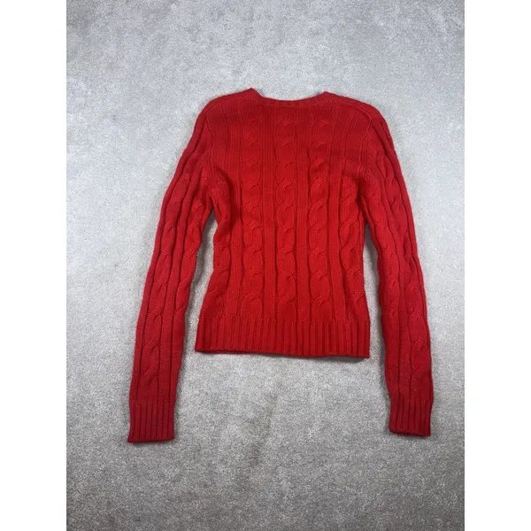 Lilly Pulitzer Sweater Womens Medium Cable Knit‎ Cashmere Pullover Outerwear Red - Image 6