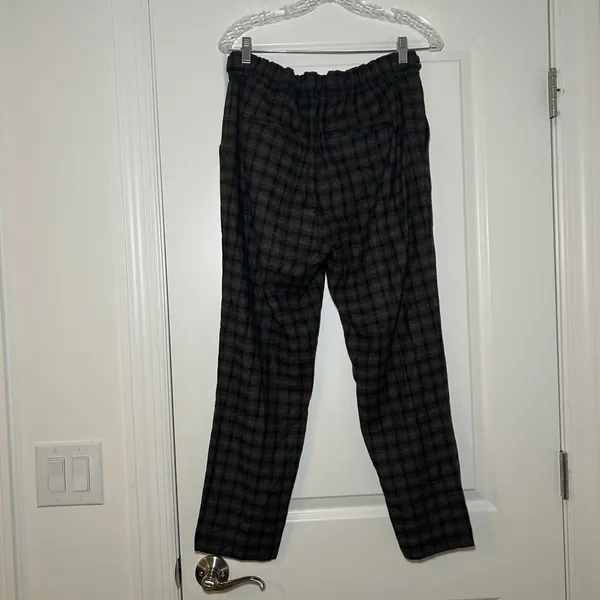 Vince Womens Brown Grey Plaid Pleated Pull On Trousers Pants Size M Academia - Image 5