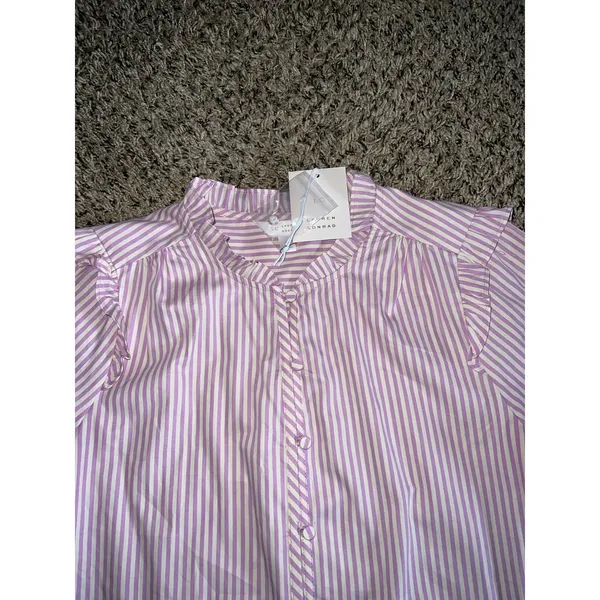 NWT LC‎ Lauren Conrad purple/white stripped 3/4 sleeve blouse size medium - Image 3