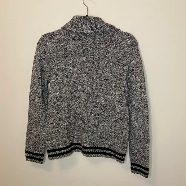 Polo Ralph Lauren Grey White Cable Knit Shawl Collar Sweater Sz Small - Image 5