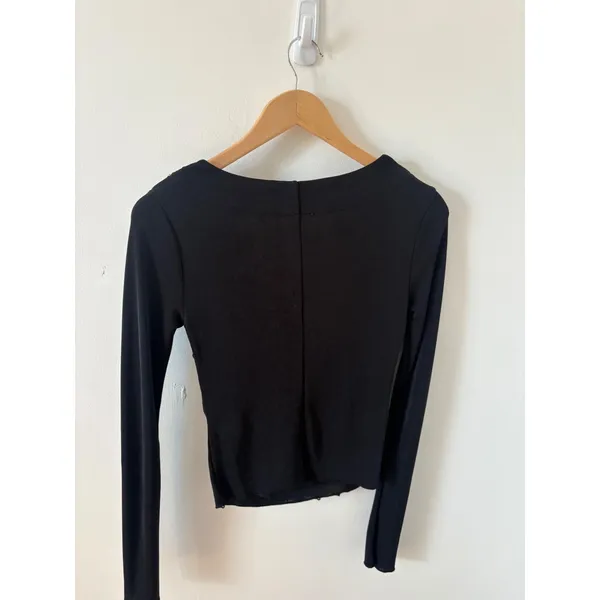 Intimately Free People Black Cowl Neck Long Sleeve Top Small Slim Fit Drape - Image 3