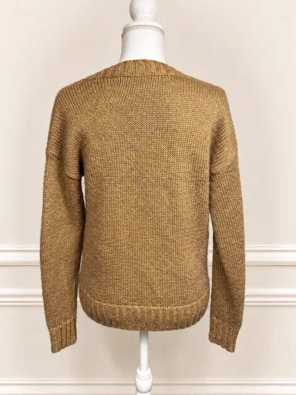 Lauren Ralph Lauren Gold Metallic V-Neck Sweater Women’s S Holiday - Image 5