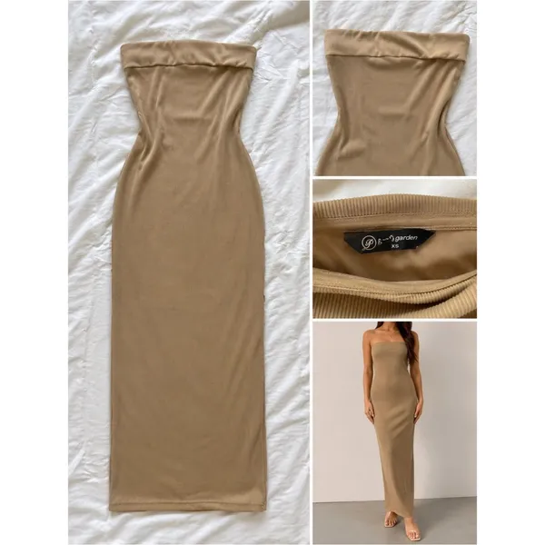 Pretty Garden Strapless Ribbed Maxi Dress | XS - Image 2
