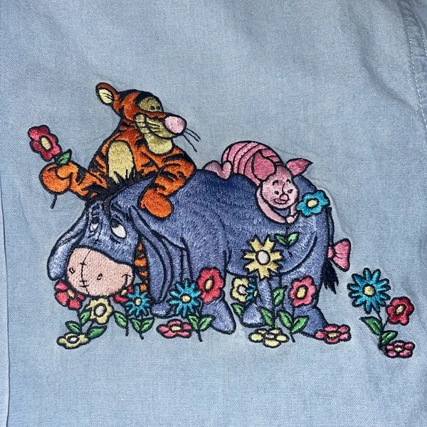 Disney Vintage Winnie the Pooh Chambray long sleeve button down shirt - Image 6