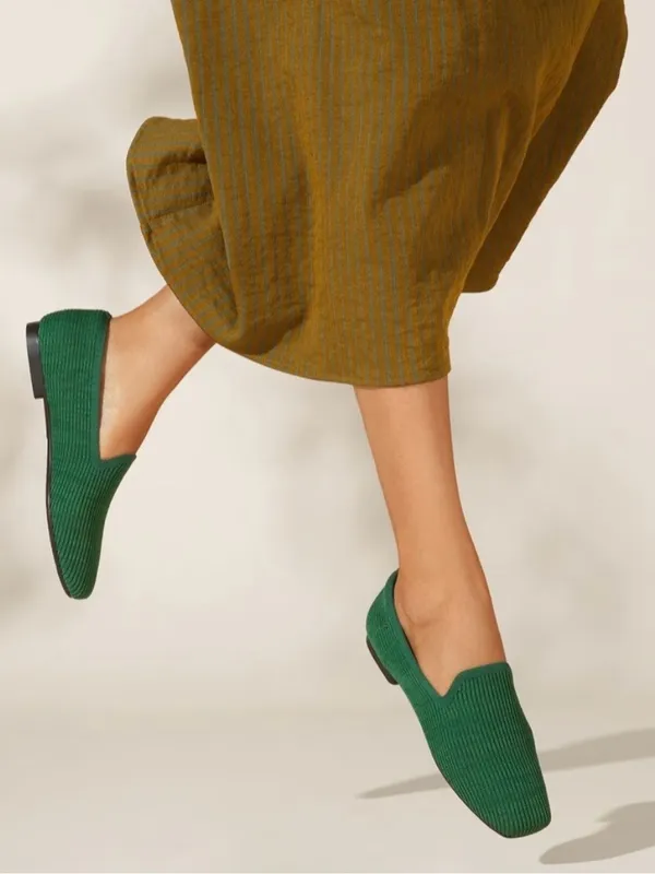 Vivaia Samantha Walker Forest Green Square-Toe Loafers Size 41 or US 9.5 - Image 2