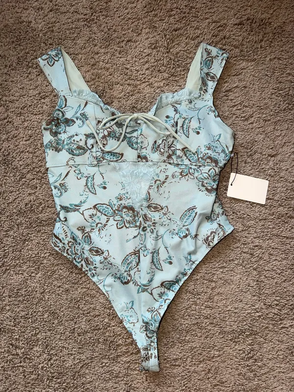 JoyFolie Blue Floral Bodysuit - Image 3