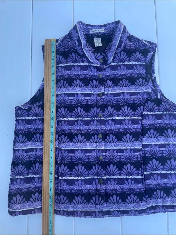 Rebecca Malone Quilted Button Up Vest, Size L, EUC - Image 3