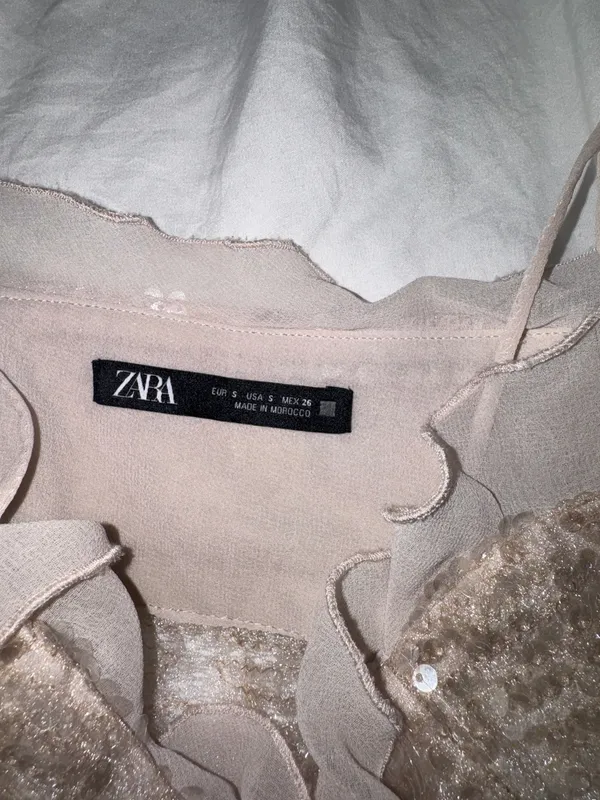 ZARA Sequin Ruffle Sheer Top - Image 4