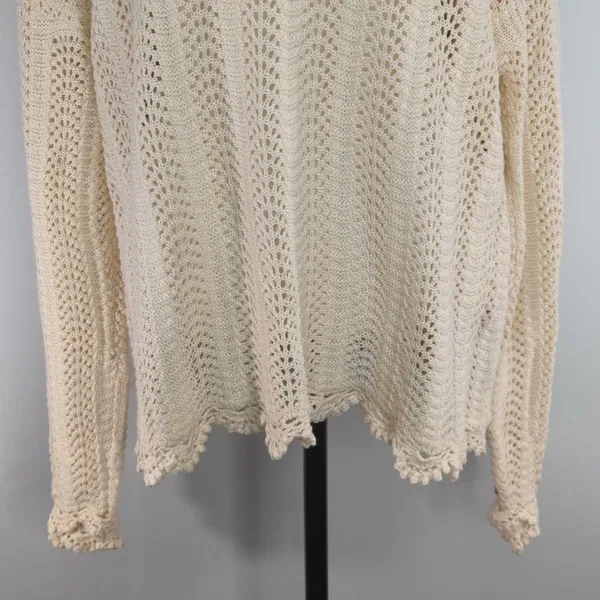 Paige Kuzuyu Ecru Crochet Sweater Women’s XL Cottage core Bohemian‎ - Image 5