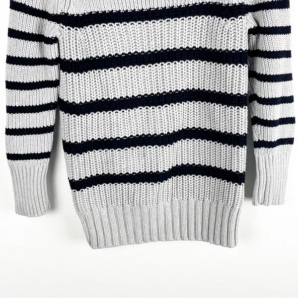J. CREW Gray Striped Ripplestitch Knit Sweater Size Small Preppy Nautical Casual - Image 7