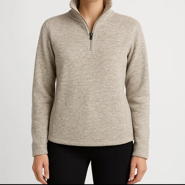 Thread & Supply Fleece Quarter Zip Pullover S Beige Neutral Cozy Chic Capsule - Image 7