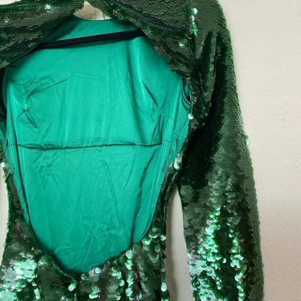 HOUSE‎ OF CB 'Belle' Pine Green Sequin Maxi Dress NWOT size S - Image 10