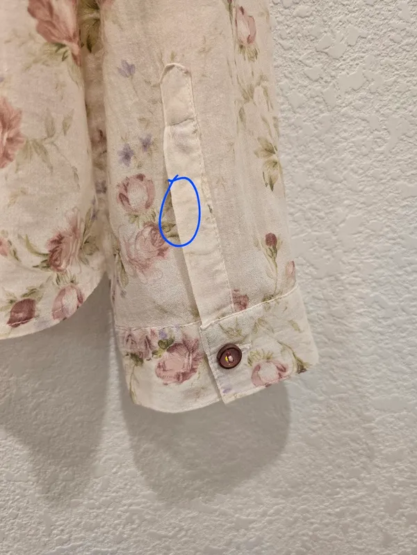 Vintage long-sleeve button-up shirt floral print Cotton XL - Image 7