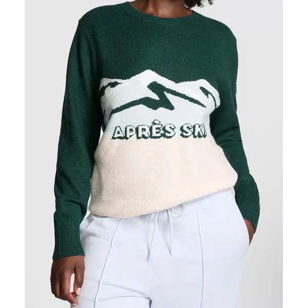 Victoria's Secret PINK Apres Ski Mountain Graphic Crewneck Sweater Green S NWT - Image 3