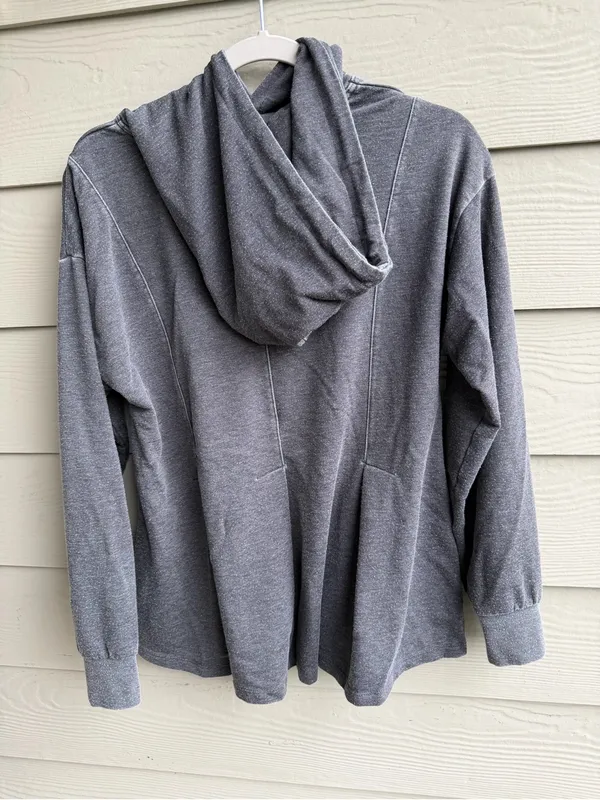 LOGO by Lori Goldstein Gray hoodie Sweatshirt with Drawstring - Image 3