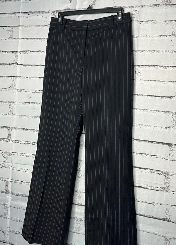 Ann Taylor Y2K Black Wide Leg Pinstripe Retro Pants Baggy SZ 4 High Rise Casual - Image 7