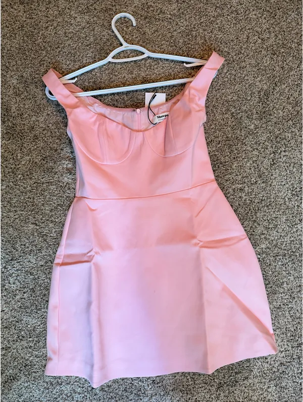 Showpo PIETRA MINI DRESS - OFF SHOULDER GATHERED BODYCON DRESS IN PALE PINK - Image 2