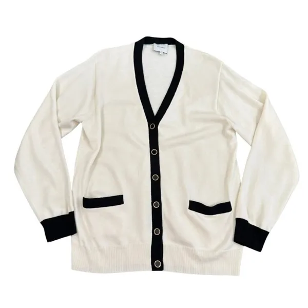Reformation Scout Regenerative Merino Boyfriend Cardigan in Cream, Size S​ - Image 2