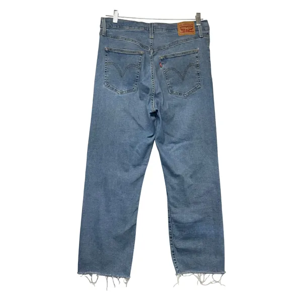 Levis Ribcage Straight Ankle Jeans Womens 32 Medium Wash Distressed Button‎ Fly - Image 7