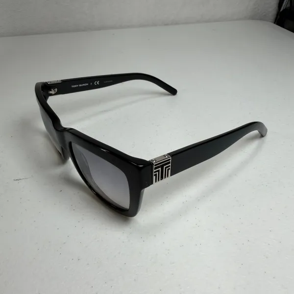 Tory Burch Sunglasses Square Black TY 7075 Silver Logo Grey Gradient Lens - Image 2