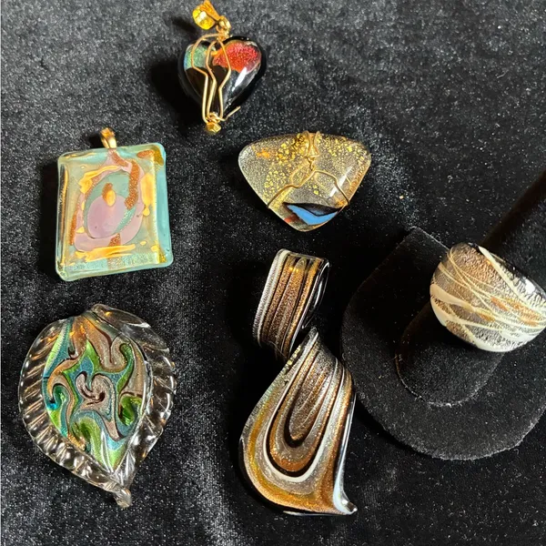Multicolor Glass Pendant Set and 1 glass ring size 8 - Image 10