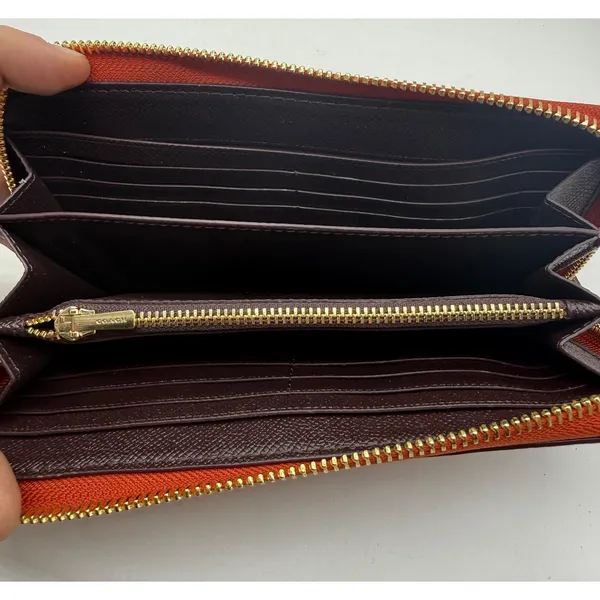 Coach Wallet Mango Pebbled Leather Zip Around Wristlet Strap‎ Clutch - Image 3