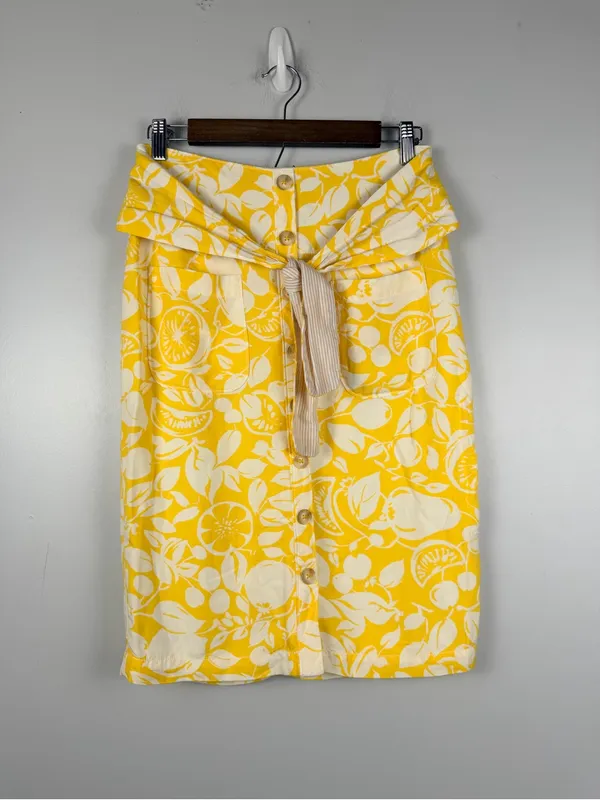 44 of 52 Convo Colloquial Pencil Skirt size 2 Lemon Yellow Anthropologie linen - Image 4