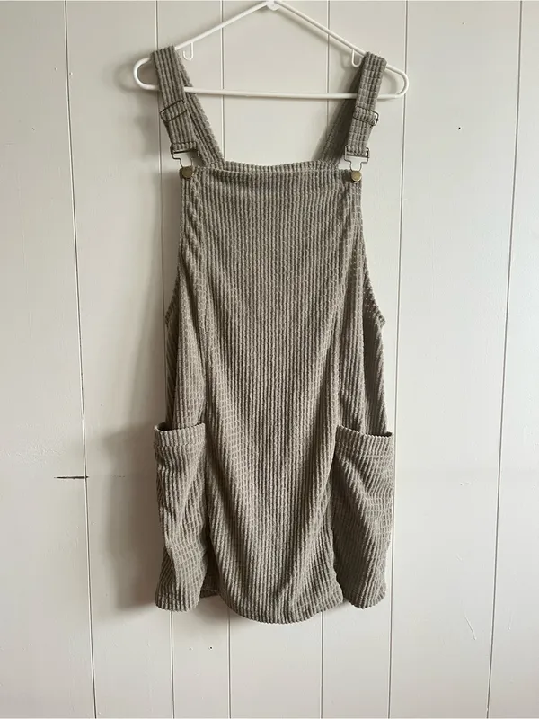 SHEIN Olive Green Corduroy Overall Romper - Image 2