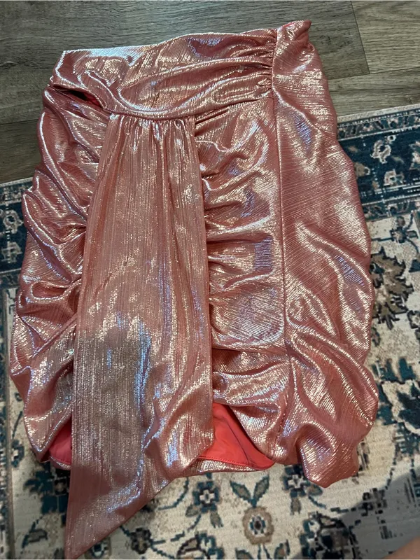 House of CB Shahja Metallic Rose Ruched Tie-Front Mini Skirt - Image 10