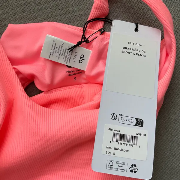 Alo Slit Bra Neon Bubblegum S - Image 4