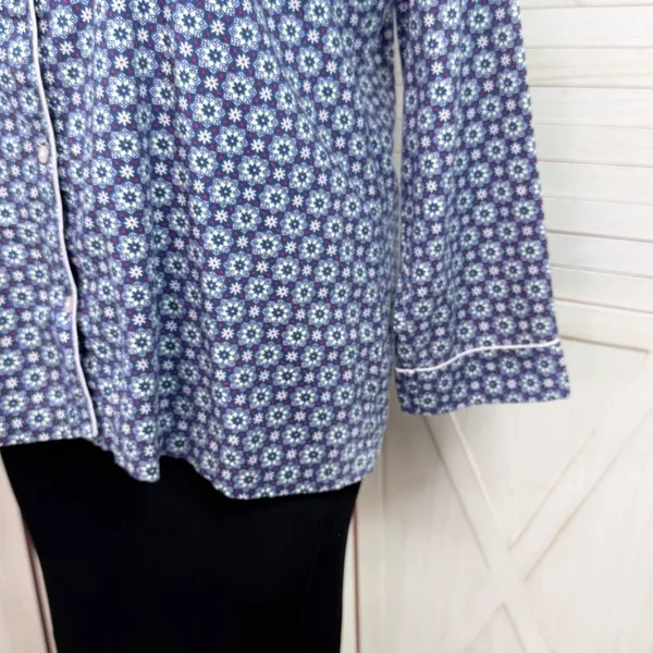 Victorias Secret Snowflakes Flannel Button Up Pajama Top Shirt Blue XL‎ - Image 6