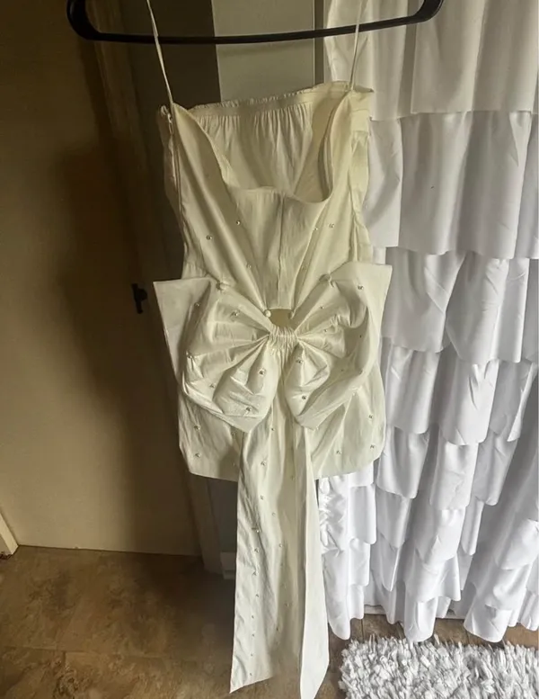 homecoming pearl dress with bow - Image 2