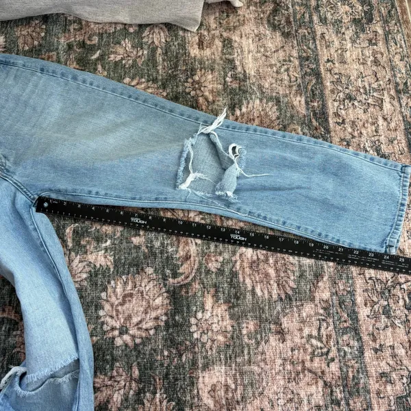 Just Black‎ Denim Straight Leg Jeans Size 28 Distressed Light Wash Made In USA - Image 13