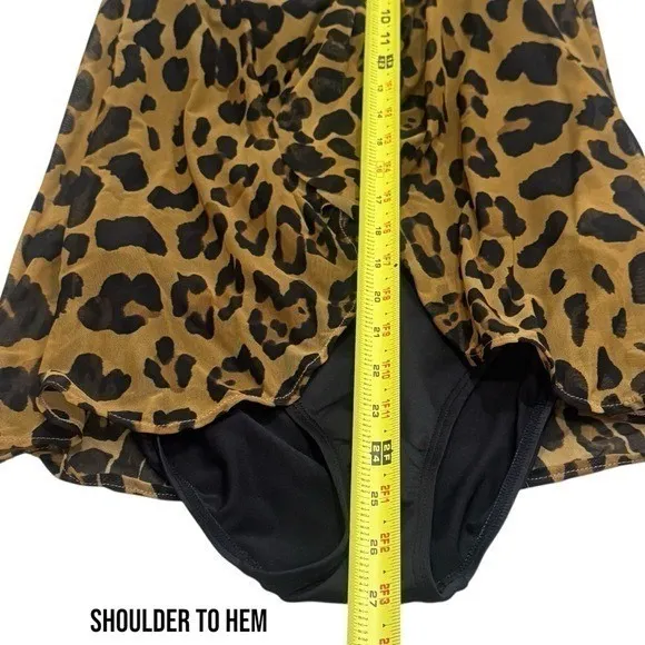 Lauren Ralph‎ Lauren Leopard Print Halter Swim Suit Dress One Piece Resort M - Image 10