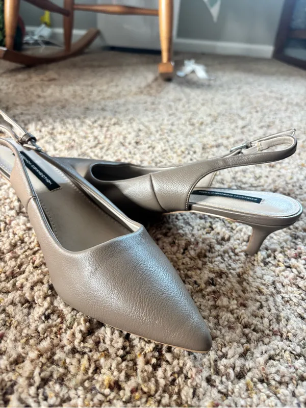 French Connection Taupe Pointed-Toe Slingback Kitten Heels - Image 7