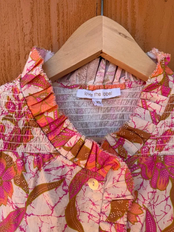 Love the Label Cotton Ruffle Neck Blouse Pink Size XS - Image 4
