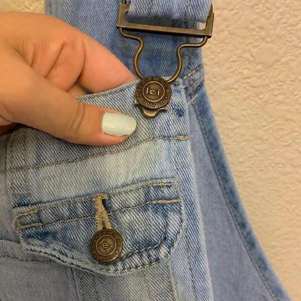 Lei denim short overalls sz S y2k 90s light wash casual western cowgirlcore long - Image 5