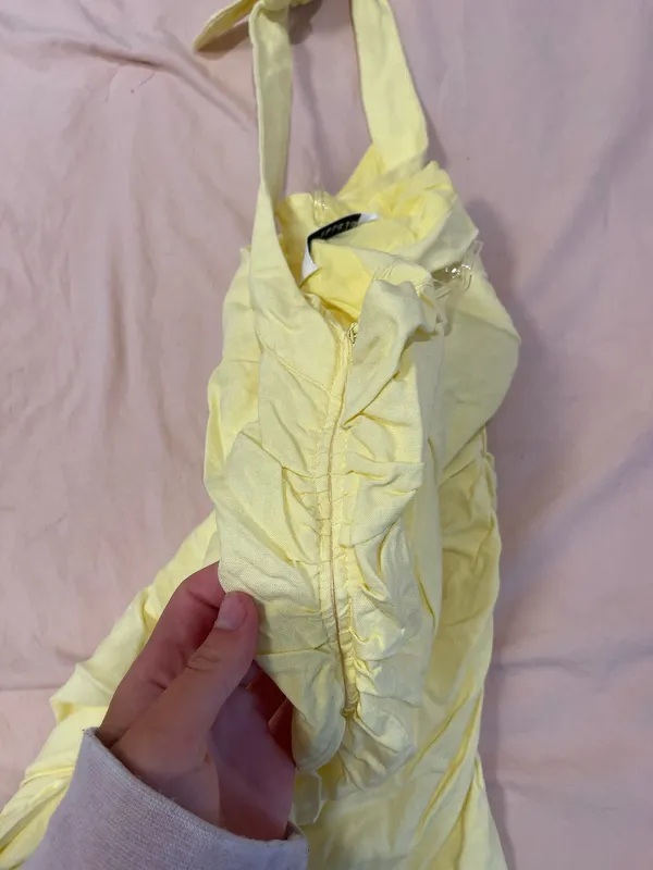 Peppermayo Asymmetrical Halter Neck Yellow Dress - Image 4