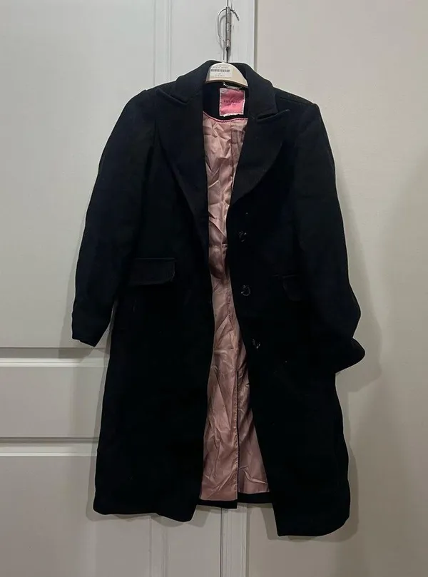 Kate Spade Black Wool Blend Notch Collar Coat Size Small $450 - Image 2