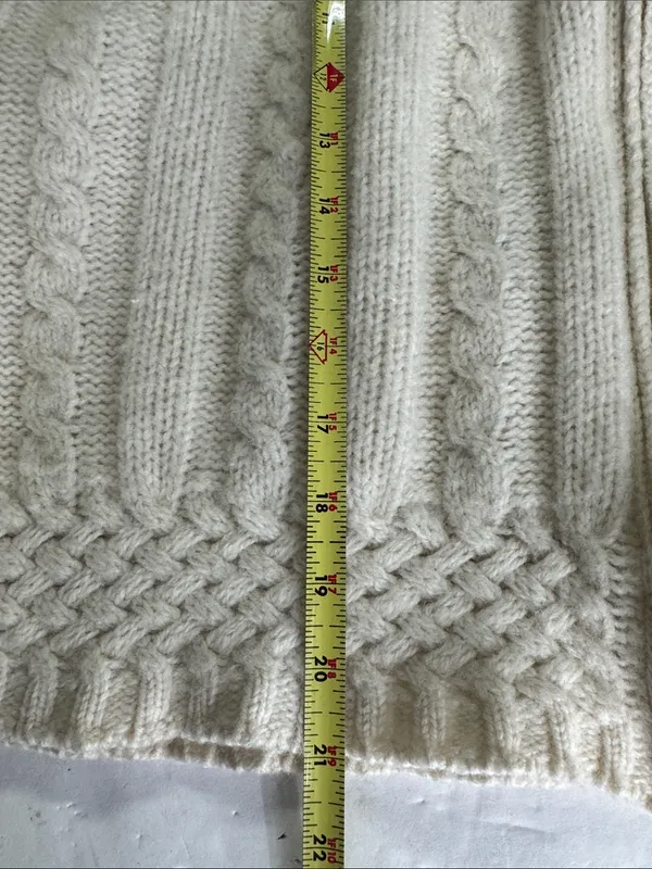 Aran Crafts Cream Cable-Texture Turtleneck zip up cropped cardigan 100% wool M - Image 13