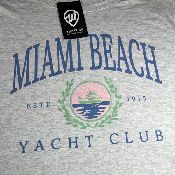 Where I'm From Miami Beach Yacht Club Woman’s Cropped Shirt CropTop Size Large - Image 2