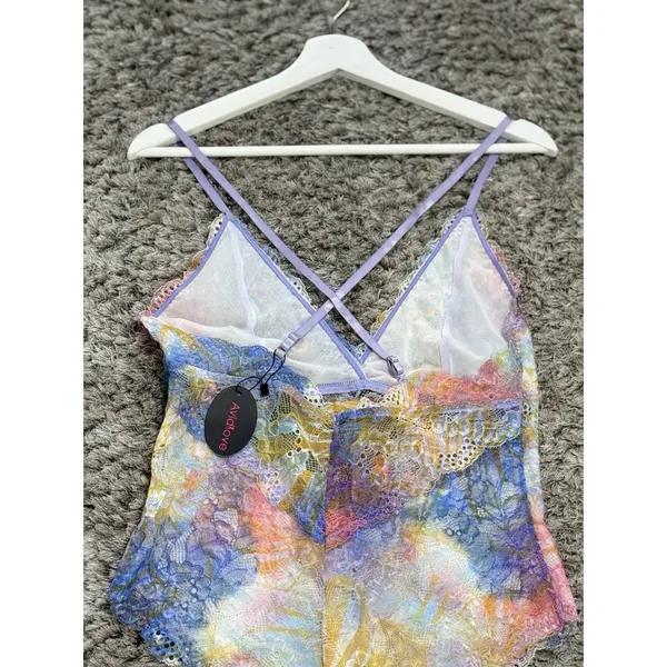 Avidlove Floral Lace Teddy Bodysuit Women Large Multicolor Strappy Lingerie NWT - Image 5