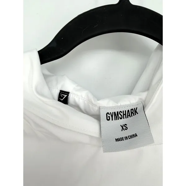 Gymshark Hoodie Windbreaker Cropped Oversized XS White Logo Pouch Pocket Active - Image 6