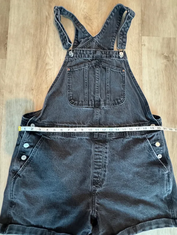 Old Navy Slouchy Straight Non-Stretch Black Jean Short Overalls XL - Image 5