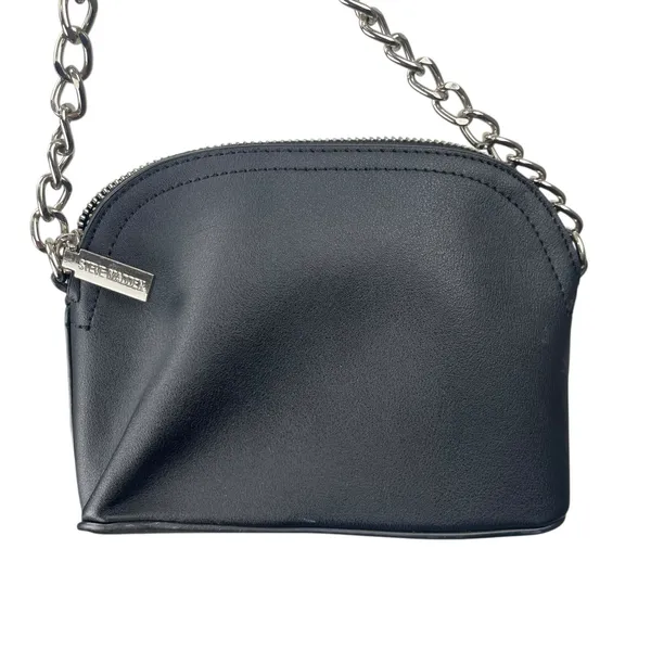Steve Madden Bmaggie Black Faux Leather Dome Chain Crossbody Hand Shoulder Bag - Image 7