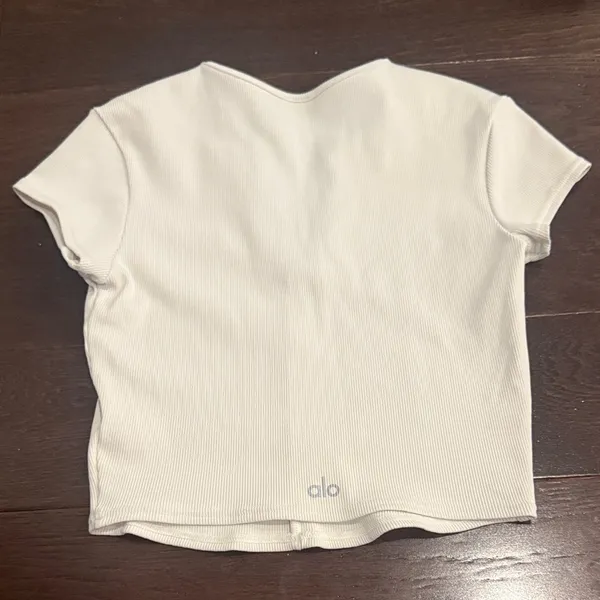 ⭐️ALO White Ribbed Women's TSHIRT - Image 2